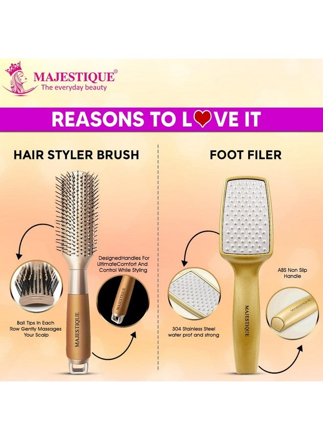 Majestique Personal Care Gift Pack | 7-Item Gift Hamper - Premium looks Hair Brush- Foot Scrubber, Face Brush, Bath Belt, Body Loofah, Cotton Swabs - Wedding Gift Set | Anniversary Gift Pack - Image 3