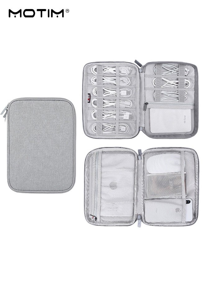 Motim 2 Layers Electronics Organizer Bag, USB Cable Accessories Bag Storage Case for Tech Electronics, Shockproof Organizer Pouch for Compact Tech Accessories, USB, Earphones, Portable Hard Drives, Power Banks, Adapters, Charging Cords etc  - Image 1