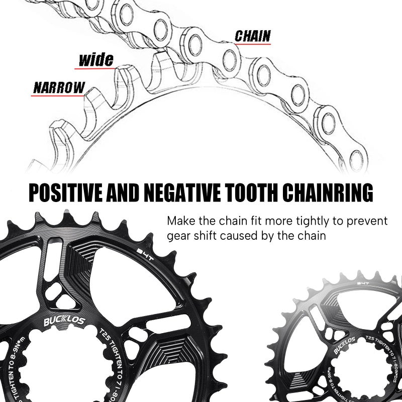 BUCKLOS Bicycle Chainring 32T 34T 36T 38T Chainwheel Offset 6mm Narrow Wide Chainring MTB Sprockets for GXP XX1 X9 XO X01 NX XX GX Direct Mount Crankset - Image 3