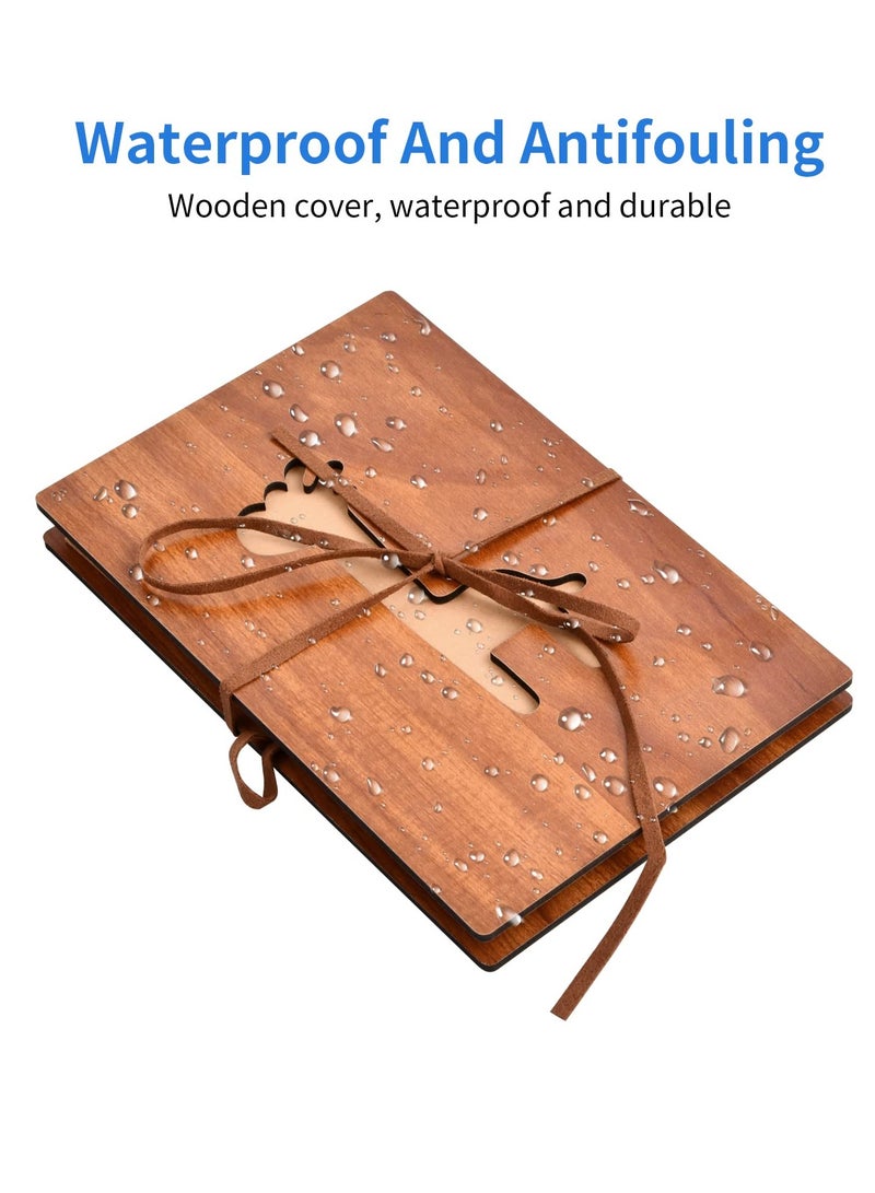 SYOSI Album Book Small 17 * 11cm Scrapbook 22 Sides Kraft Photo Album, Wooden Cutout Animal Print Cover with Kraft Strap for Family Album, Graduation Record Book, Growing Up Album, Love Record (Giraffe)  - Image 2