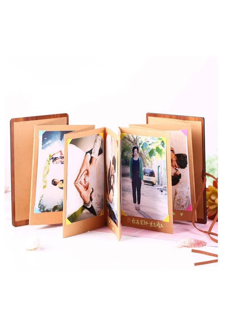 SYOSI Album Book Small 17 * 11cm Scrapbook 22 Sides Kraft Photo Album, Wooden Cutout Animal Print Cover with Kraft Strap for Family Album, Graduation Record Book, Growing Up Album, Love Record (Giraffe)  - Image 3