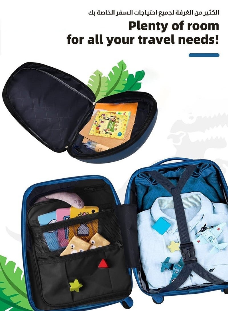 MIXDE 3Pcs Kids Luggage Set, 18 Inch Children Travel Suitcase, Cartoon Rolling Luggages, Child Trolley Bag with 14-Inch Backpack, U-Shaped Pillow, Wheels and Telescopic Handle for Kid Toddlers Boys and Girl - Image 3