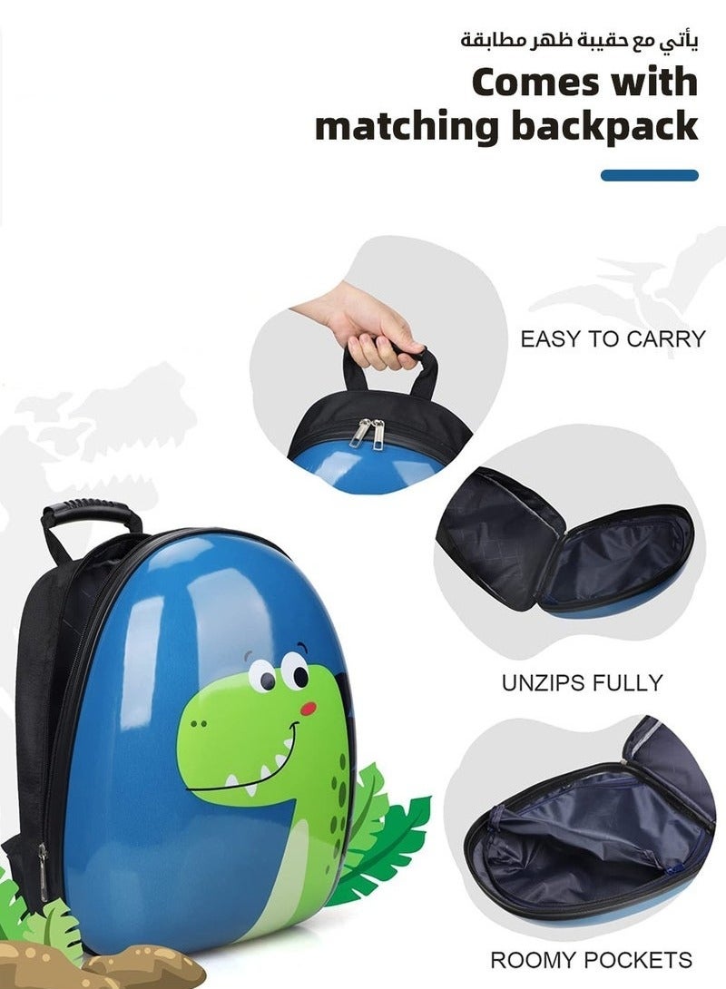 MIXDE 3Pcs Kids Luggage Set, 18 Inch Children Travel Suitcase, Cartoon Rolling Luggages, Child Trolley Bag with 14-Inch Backpack, U-Shaped Pillow, Wheels and Telescopic Handle for Kid Toddlers Boys and Girl - Image 5