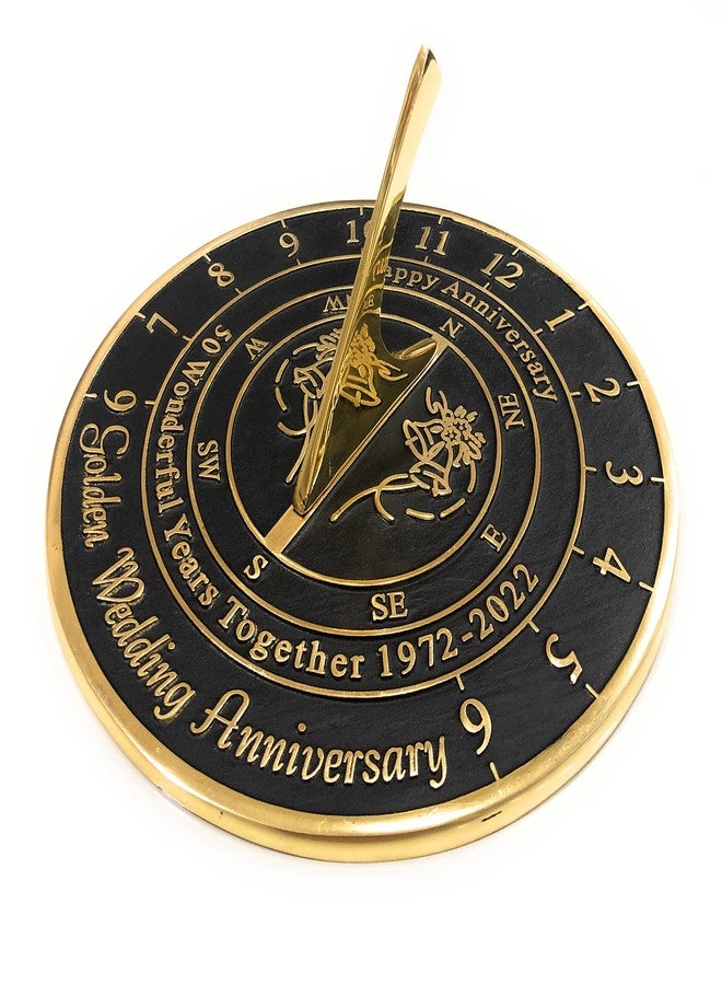 NAUTICALMART Nautical-Mart 50th Golden Wedding Anniversary Large Sundial Gift 10 inches Home and Garden Decor - Image 1
