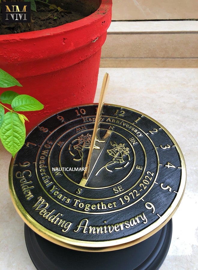 NAUTICALMART Nautical-Mart 50th Golden Wedding Anniversary Large Sundial Gift 10 inches Home and Garden Decor - Image 5