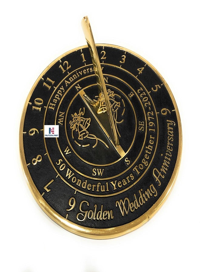NAUTICALMART Nautical-Mart 50th Golden Wedding Anniversary Large Sundial Gift 10 inches Home and Garden Decor - Image 2