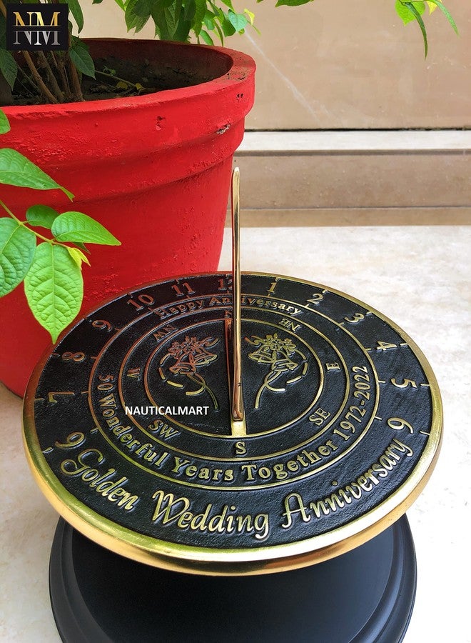 NAUTICALMART Nautical-Mart 50th Golden Wedding Anniversary Large Sundial Gift 10 inches Home and Garden Decor - Image 3