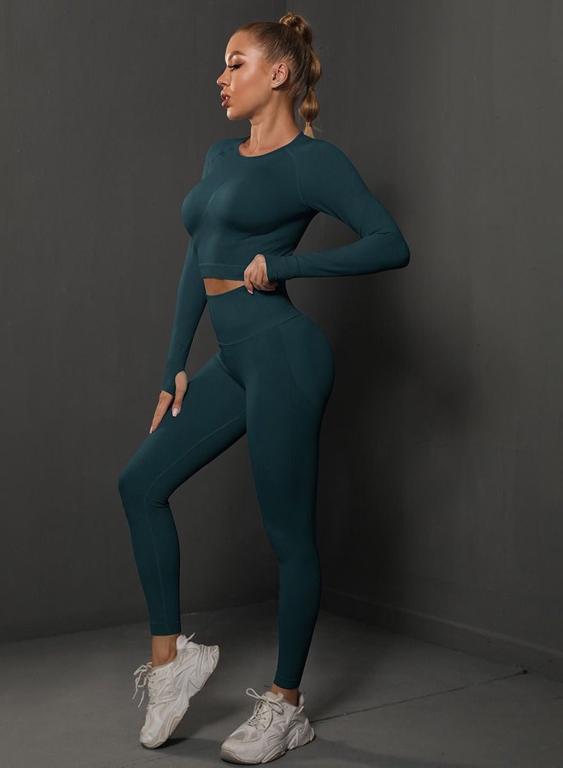 Loquat Yoga Tight Fitting Stretch Soft Sets Blue - Image 1