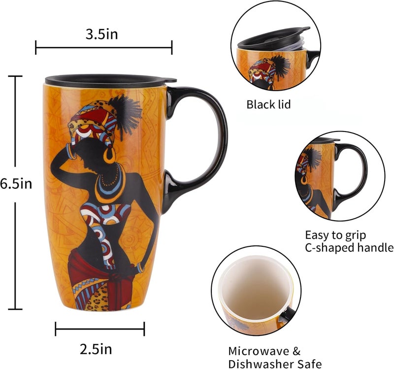 DUSVALLY Coffee Mug Ceramic Coffee Cup with Lid Porcelain Latte Tea Cup with Handle 17OZGirl - Image 5