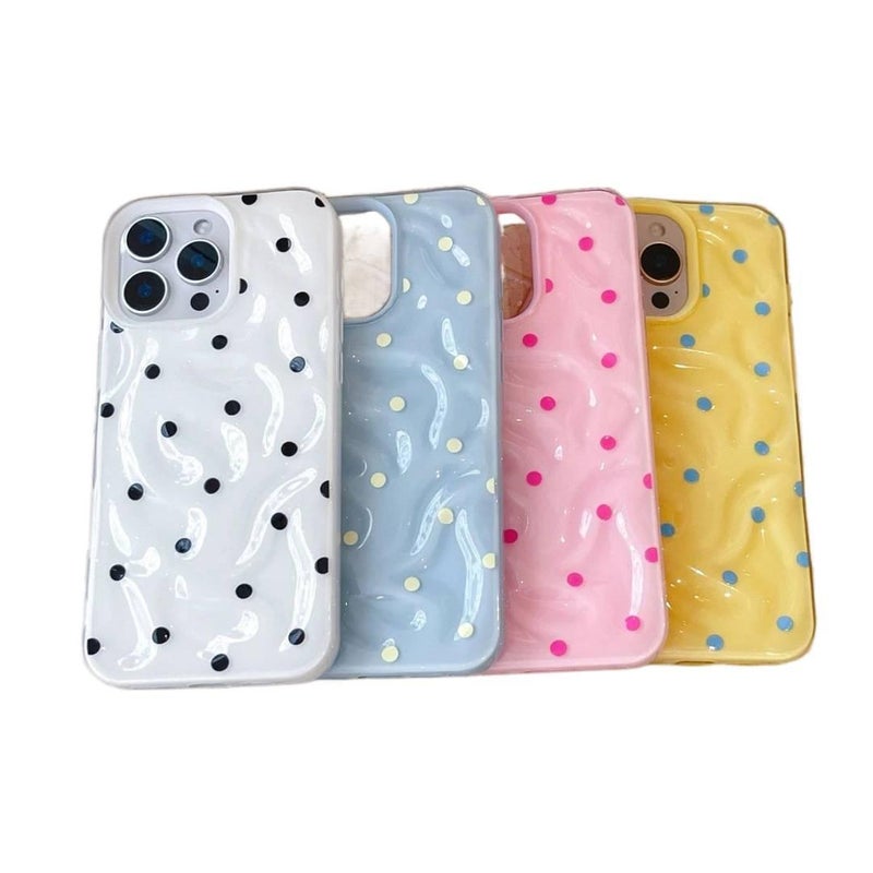MS غطاء واقي بTPU لـ iPhone 16 / 16 Plus / 16 Pro / 16 Pro Max مع نقاط منقطة وحماية من السقوط مع مقاوم للصدمات مع نسيج مجعد باللون أصفر من مادة TPU - Image 4