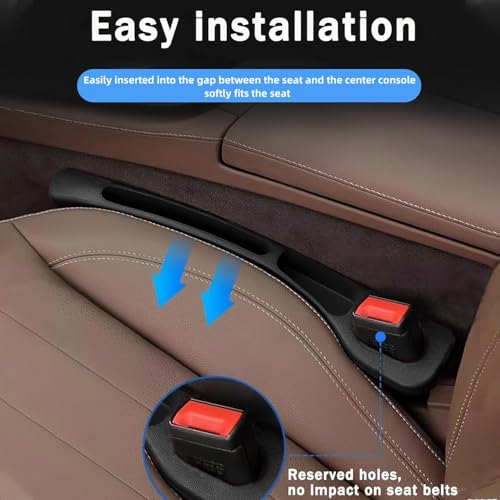 JVCV® Car Seat Gap Filler with Double Slot Storage – Premium PU Leather Gap Plug Organizer for Cars | Anti-Drop Design, Easy Installation (Beige) - Image 3