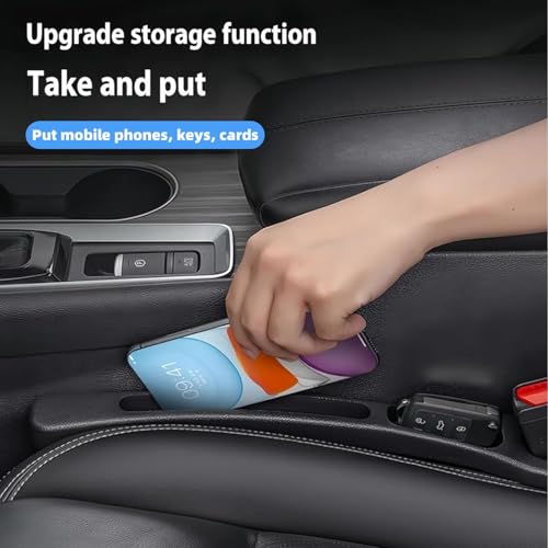 JVCV® Car Seat Gap Filler with Double Slot Storage – Premium PU Leather Gap Plug Organizer for Cars | Anti-Drop Design, Easy Installation (Beige) - Image 4