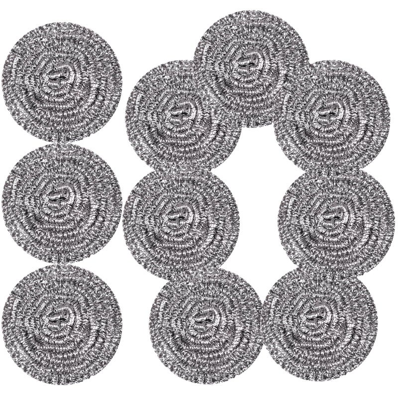 GUEICN Stainless Steel Scrubber Scrubbing Scouring Pad Sponges Clean Pot Pan and Steel Wool for Kitchen Bathroom 10Pcs Metal Scrubber