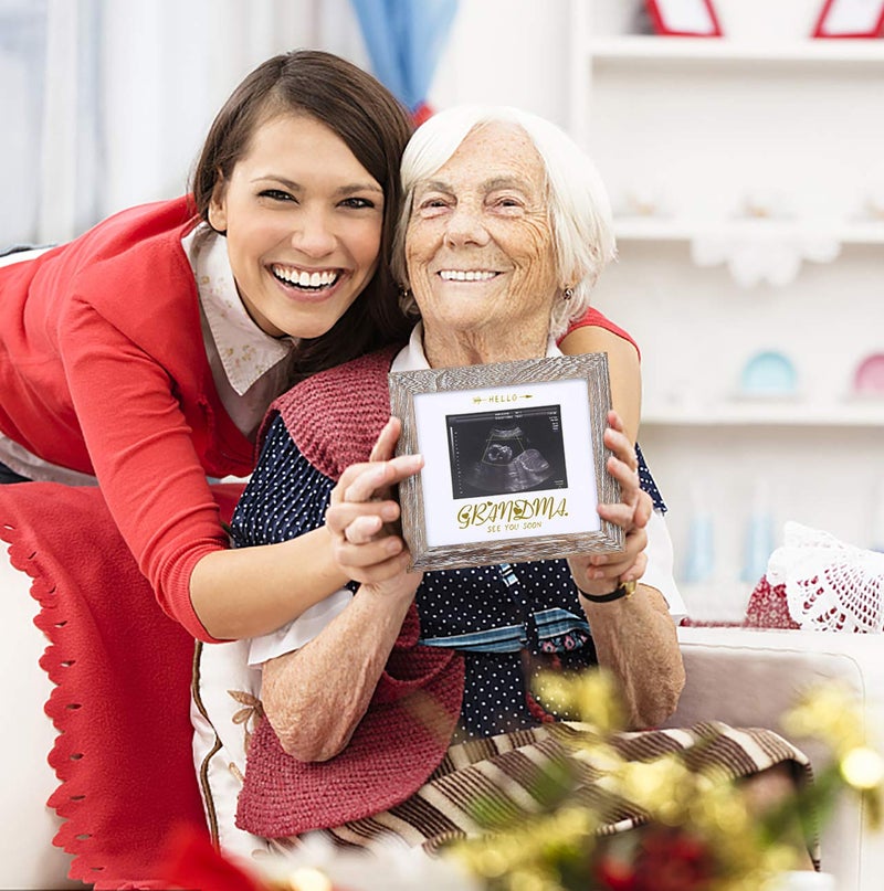 IHEIPYE Grandma Sonogram Picture Frame - Baby Announcement Gifts - Pregnancy Announcement Gift, Hello Grandma See You Soon, Weathered White - Image 2