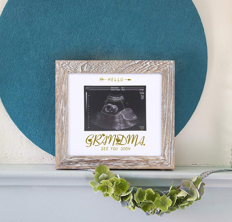 IHEIPYE Grandma Sonogram Picture Frame - Baby Announcement Gifts - Pregnancy Announcement Gift, Hello Grandma See You Soon, Weathered White - Image 4