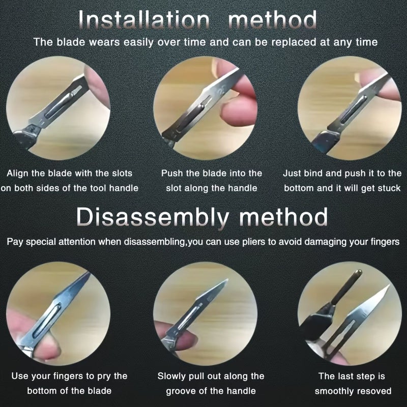 12 Piece Stainless Steel Handle With 11 Carbon Steel Blades For Repair Craft - Image 5