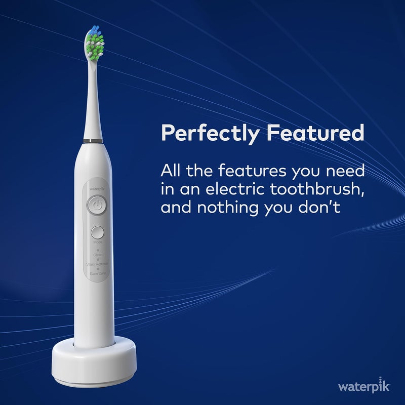 Waterpik فرشاة أسنان كهربائية وتركيب صوتي من Waterpik Sensonic، فرشاة أسنان قابلة لإعادة الشحن للبالغين مع 3 أوضاع، علبة سفر، شاحن USB، أبيض STW-03W020، قد تختلف العبوة - Image 3