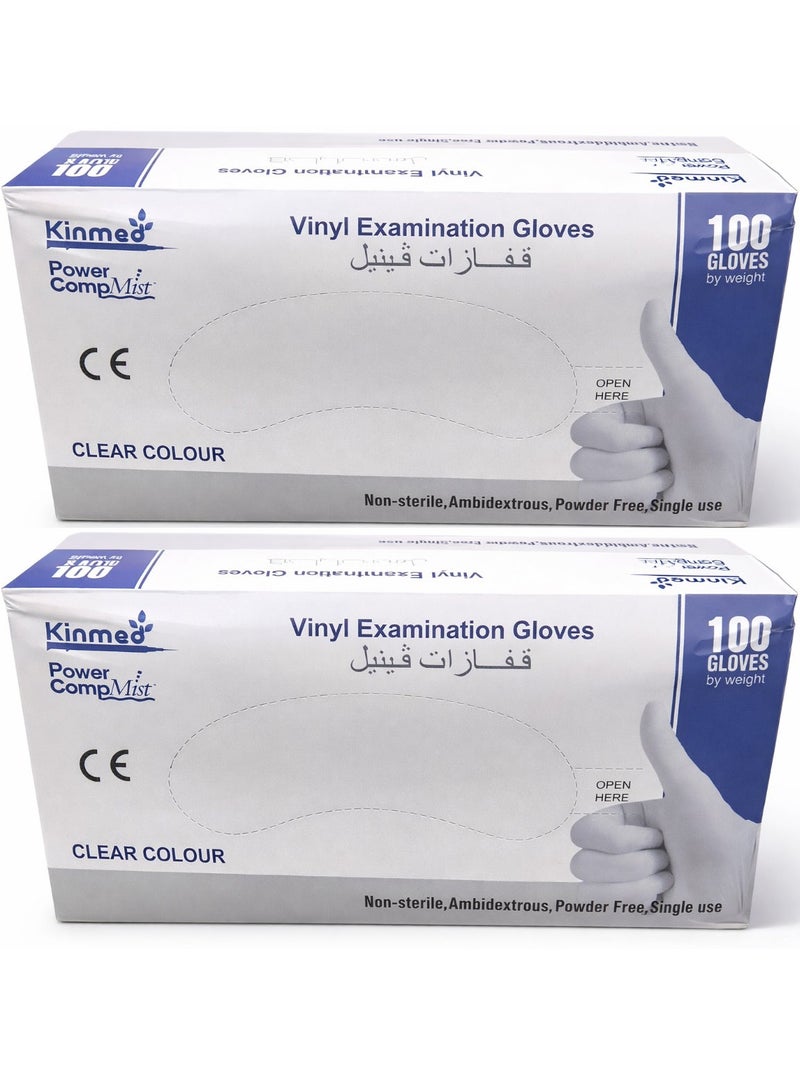 Kinmed Pack Of 2 Kinmed Vinyl Examination Gloves Large 100 Pieces - Image 1