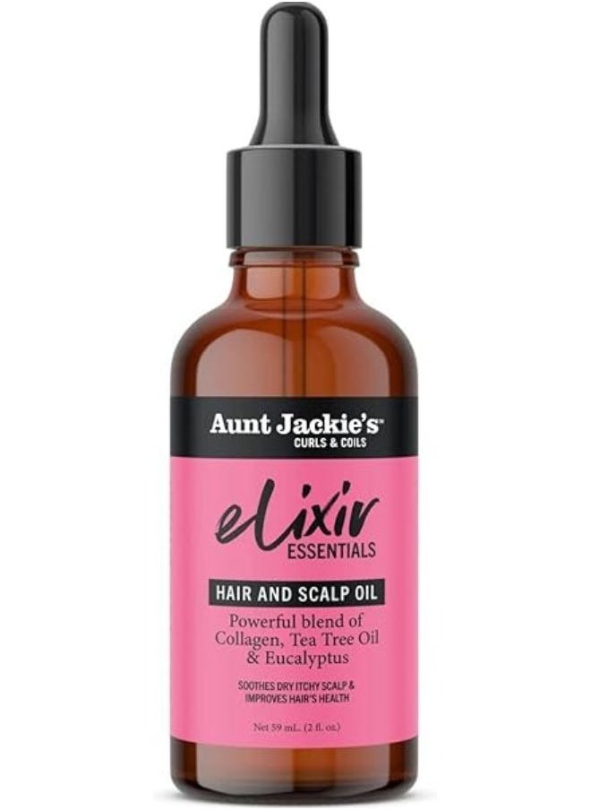 Aunt Jackie's Elixir Essentials Hair & Scalp Oil Collagen Tea Tree Oil & Eucalyptus Thickens & Supports Hair Growth 59 ml  - Image 1