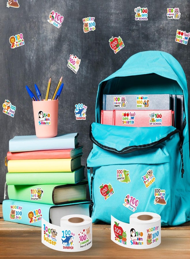 OSNIE 100 Days of School Stickers - 1000Pcs in 2 Rolls Cute Animals 100 Days Smarter Incentive Reward Sticker, Teacher Encouragement Students Decals for Party Favors Classroom Birthday Gifts - Image 4