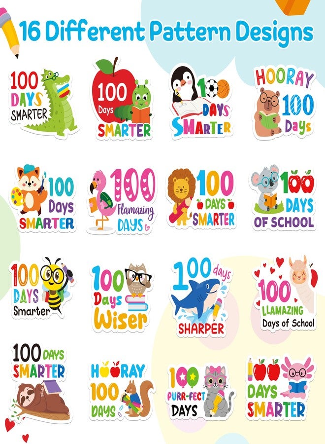 OSNIE 100 Days of School Stickers - 1000Pcs in 2 Rolls Cute Animals 100 Days Smarter Incentive Reward Sticker, Teacher Encouragement Students Decals for Party Favors Classroom Birthday Gifts - Image 3