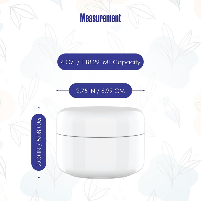 Houseables Lotion Jars, Lotion Container, Cosmetic Jars with Lids, Body Butter Containers, Travel Pots for Creams, Makeup, Moisturizer, Storage, Refillable, Empty, Small, Plastic, White, 4 OZ, 12 PK - Image 3