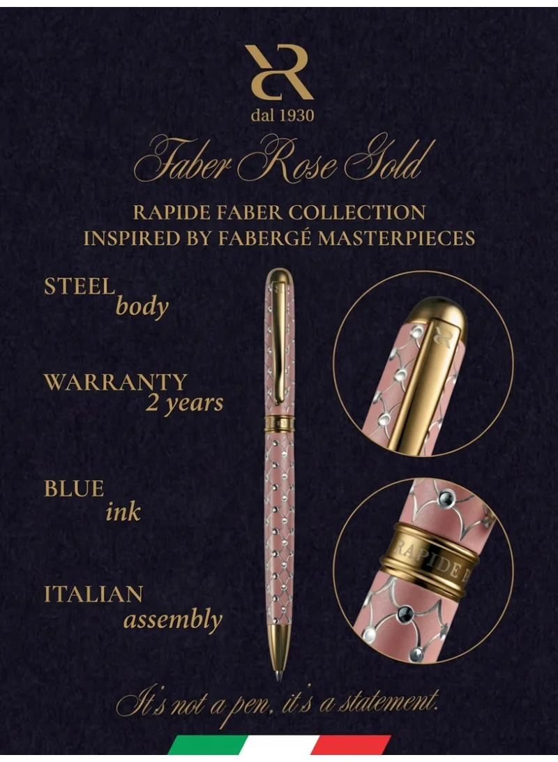 Ancora Ancora Rapide Faber “Yellow Gold” Collection – Luxury Ballpoint Pen Inspired by Fabergé Masterpieces – Handcrafted in Italy (Faber “Yellow Gold” – Rose)