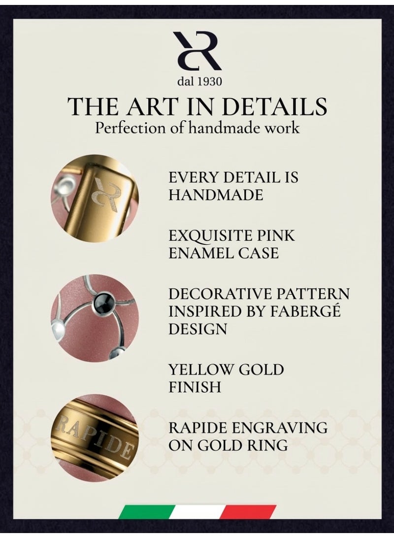 أنكورا مجموعة أنكورا رابيد فابر "الذهب الأصفر" – قلم جاف فاخر مستوحى من روائع فابرجيه – مصنوع يدويًا في إيطاليا (فابر "الذهب الأصفر – وردي") - Image 3