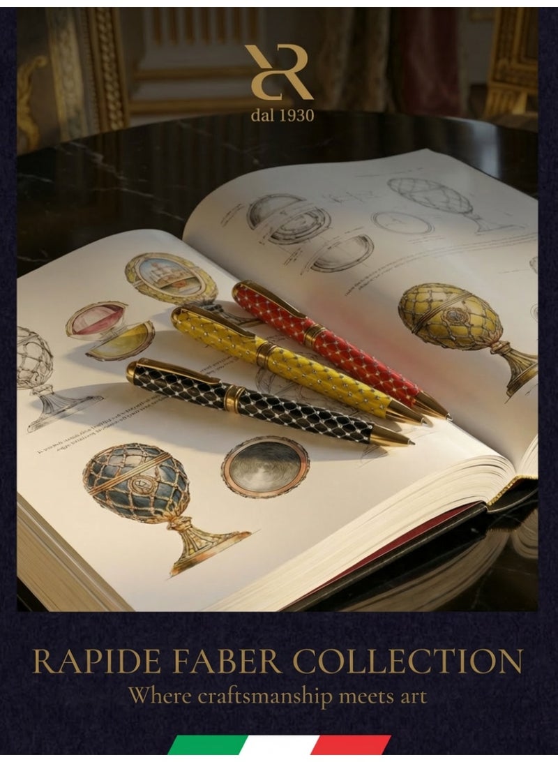 أنكورا مجموعة أنكورا رابيد فابر "الذهب الأصفر" – قلم جاف فاخر مستوحى من روائع فابرجيه – مصنوع يدويًا في إيطاليا (فابر "الذهب الأصفر – وردي") - Image 4