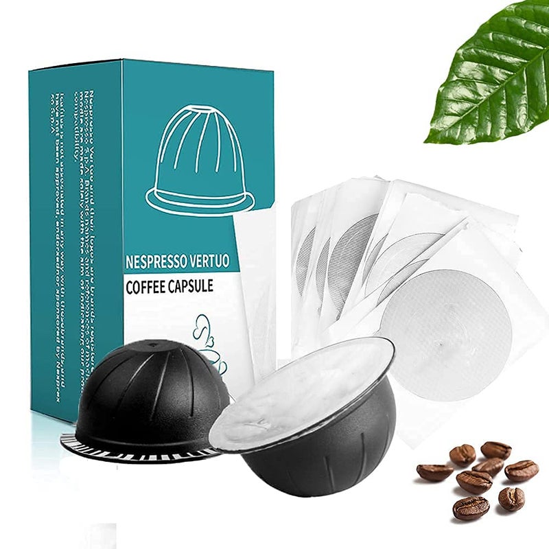 MG Coffee Reusable Vertuo Capsules Refillable Coffee Pods with Espresso Aluminum Foils for Nespresso Vertuo Coffee Machines GCA1 and DeLonghi ENV135S