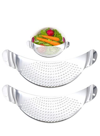 Stainless Steel Half Moon Pan Strainer Set - 2pcs Kitchen Colanders for Draining Pasta, Vegetables, Fruits, Rice, and Noodles - Durable High-Quality Material for Effortless Cooking. - pzsku/ZC00A6AC3555D1761E56CZ/45/_/1723084520/f5ac5488-03d9-411c-84f5-7c90e0935aa6