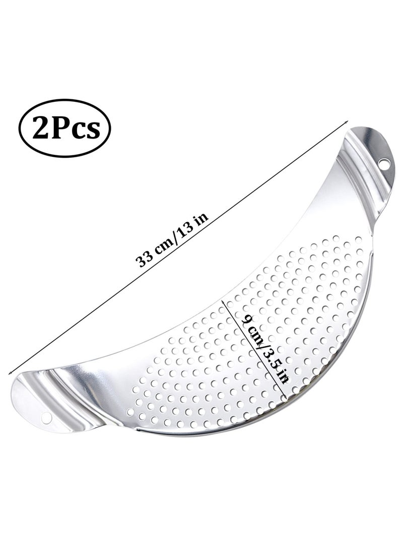 Stainless Steel Half Moon Pan Strainer Set - 2pcs Kitchen Colanders for Draining Pasta, Vegetables, Fruits, Rice, and Noodles - Durable High-Quality Material for Effortless Cooking.