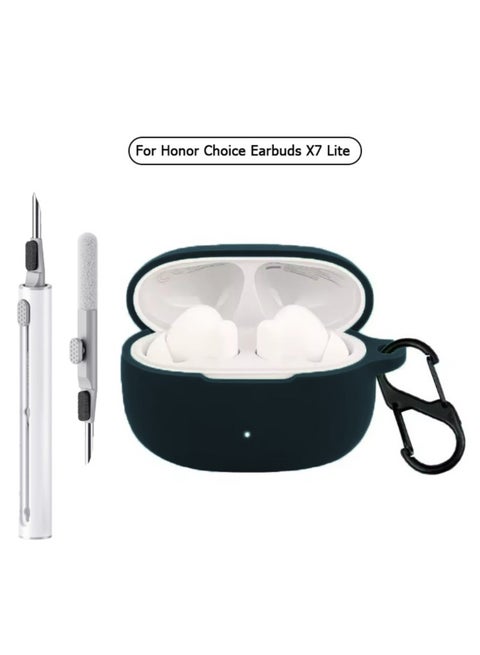 حافظة سيليكون لسماعات HONOR CHOICE X7 Lite اللاسلكية مع أدوات التنظيف - أسود