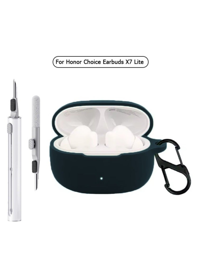 Silicone Case for HONOR CHOICE Earbuds X7 Lite Wireless Headphone With Cleaning tools-Black - Image 1