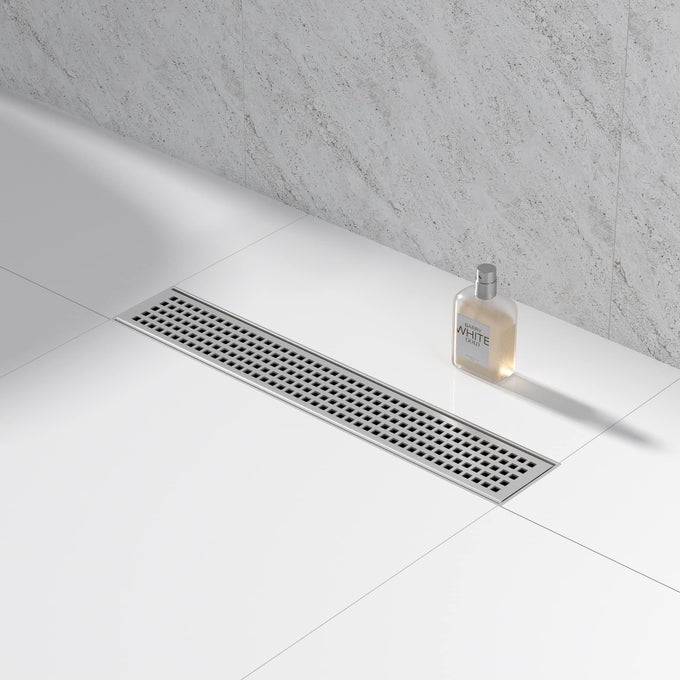 LINEAR SHOWER DRAIN 18 304 STAINLESS STEEL FLOOR DRAIN WITH GRID DRAIN COVER HAIR STRAINER RECTANGULAR SHOWER DRAIN WCUPC CERTIFIED BRUSHED