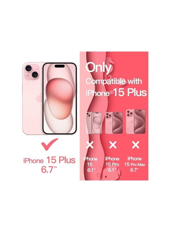 Jetech Cute Case for iPhone 15 Plus 6.7-Inch, Wave Frame Curly Shape Shockproof Phone Cover for Women and Girls, Clear Hard PC Back (Pink) - Image 2