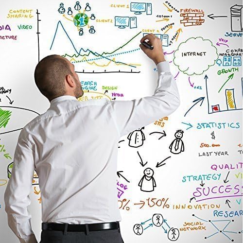 AMAZBIRD Self-Adhesive Whiteboard Sticker Wall Sticker Plastic Vinyl Dry Erase Large Contact Paper Roll for Children DIY Works School Classroom Home Office (24 X 48 Inch_2 Pcs, Whiteboard Vinyl) - Image 2