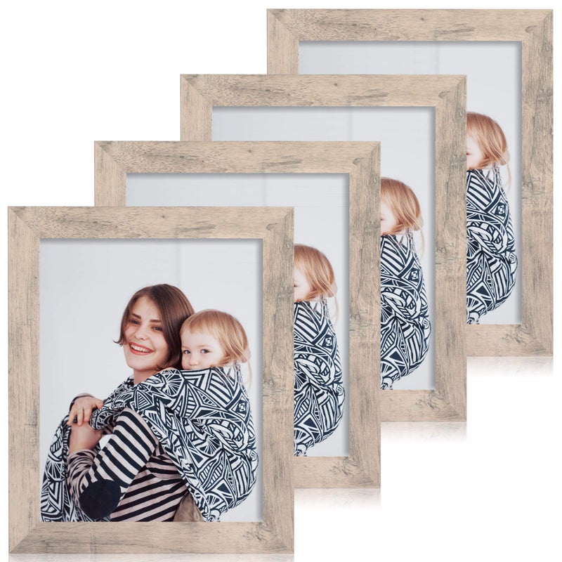 iRahmen 4 Pack 8x10 Rustic Picture Frame with High Definition Glass Photo Frame for Desktop Display and Wall Mounting (IR-US002-SG-P8X10(4PK)) - Image 1