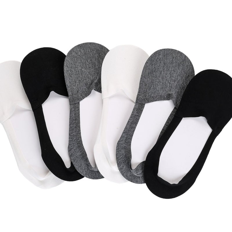 Joulli Men's No Show Socks Low Cut Non Slip Casual Boat Liners(6 Pack),Black, Grey, White,Small - Image 5