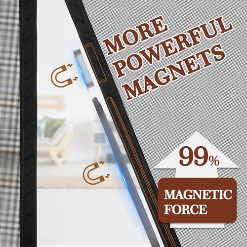 Yotache Adjustable Magnetic Screen Door Fit Doors Size Width 34"-38" Height 96"-98", Reinforced Fiberglass Mesh Curtain with Unique Widen Strip, Black - Image 4