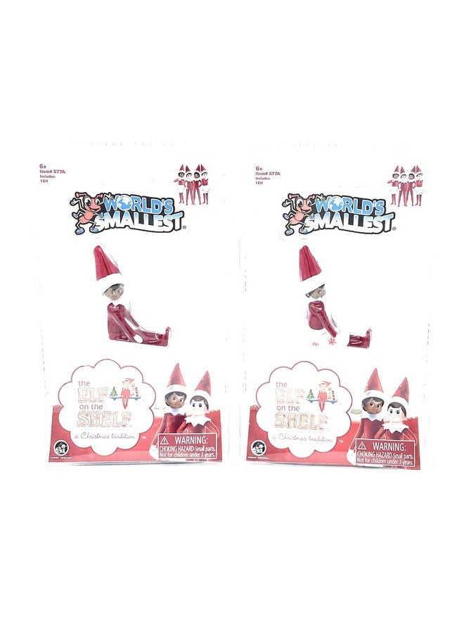 Worlds Smallest World's Smallest Elf on The Shelf Bundle Set of 2 Boy and Girl Dark Skin - Less Than 4 Inches Tall - Image 2