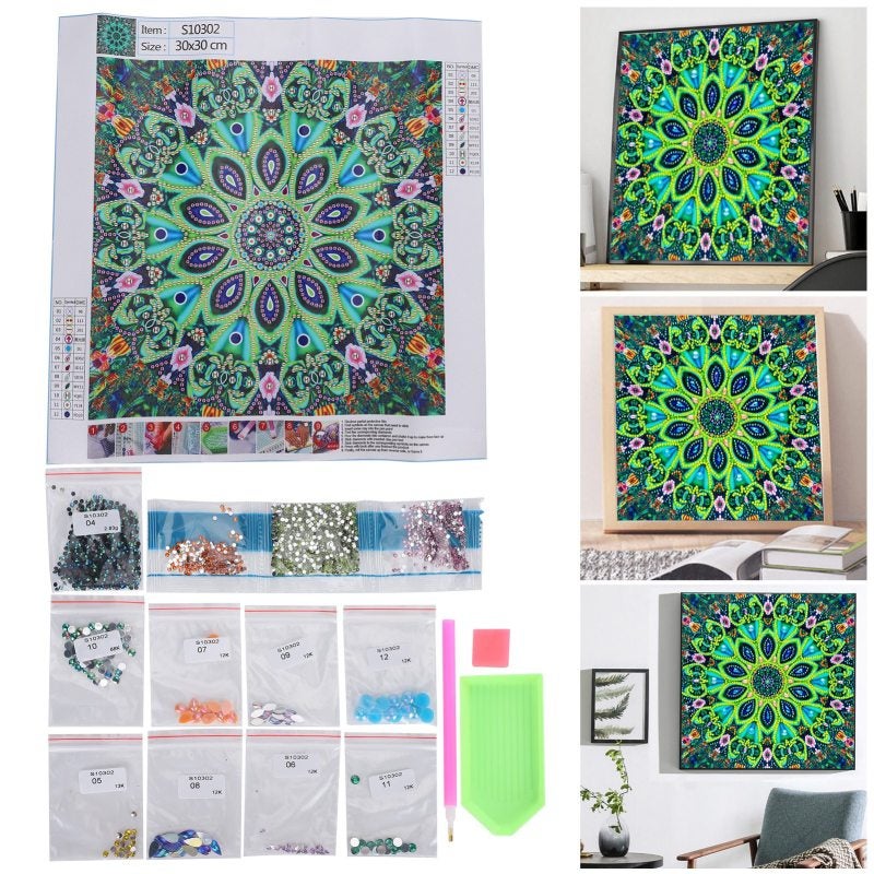 5D Diamond Painting: Special-shaped Diamond With 13 & 9 Section Perfect Fit - Full-width Color Printing Partition Inlay, Strong Gel Diamond Adhesion, Gorgeous Mandala Flower Pattern for DIY Craft, Liv - Image 4