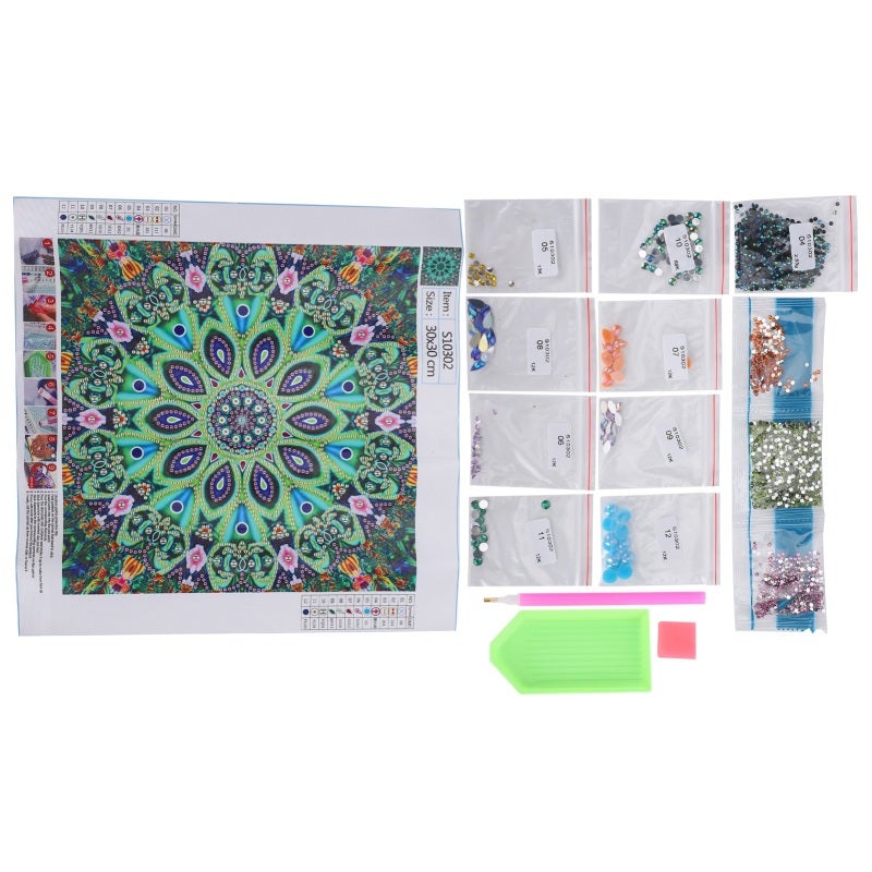 5D Diamond Painting: Special-shaped Diamond With 13 & 9 Section Perfect Fit - Full-width Color Printing Partition Inlay, Strong Gel Diamond Adhesion, Gorgeous Mandala Flower Pattern for DIY Craft, Liv - Image 1
