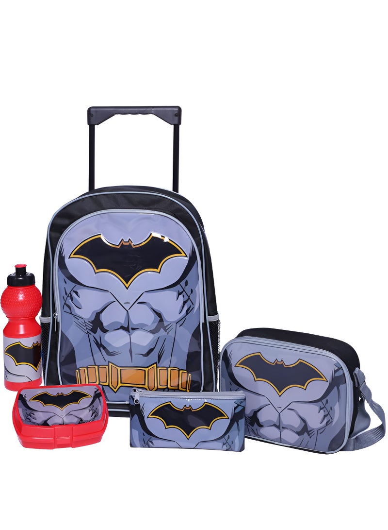 Warner Bros. batman 5-in-1 value set trolley bag with accessory – grey/black