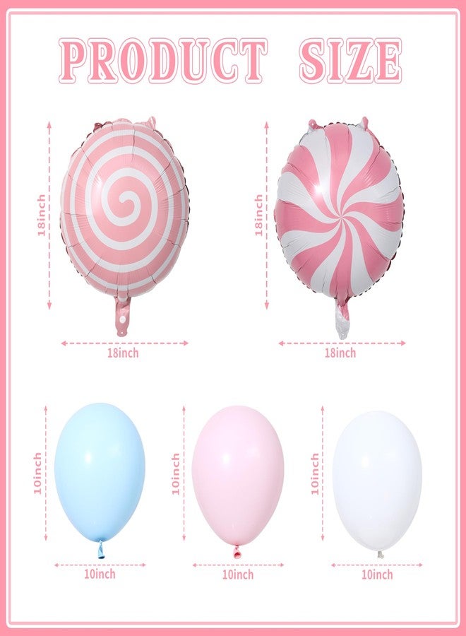 KIRIN Sweet Candy Table Centerpiece Balloons Stand Kit 2 Sets,Cute Pink Candy Aluminum Film and Macaron Pink Blue Latex Balloons for Birthday,Candy Themed Party and Home Decoration - Image 4