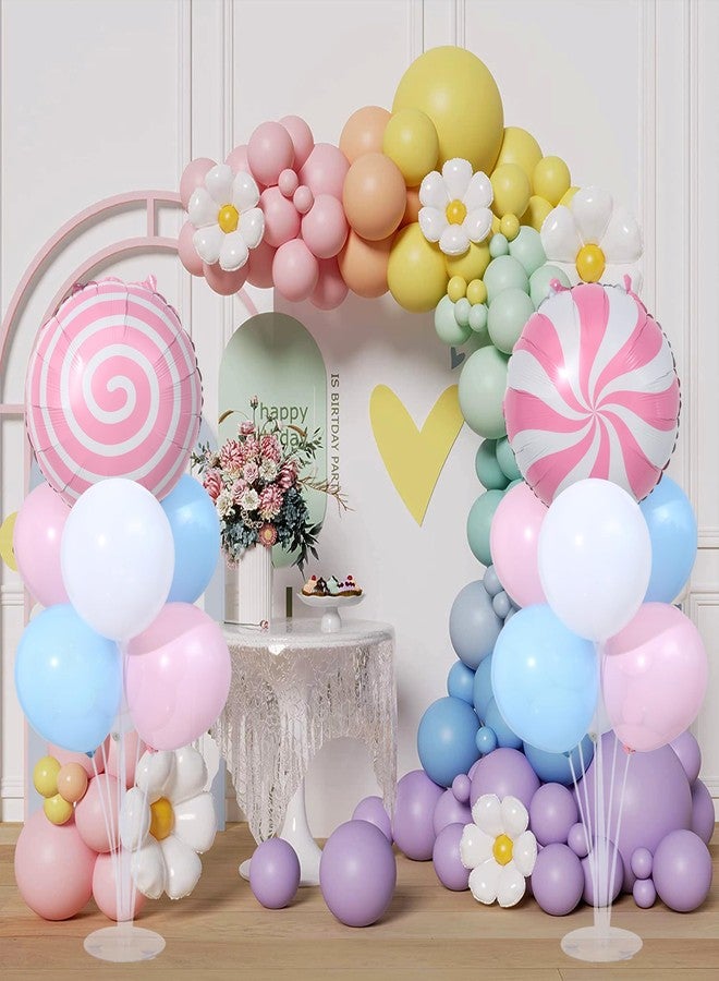 KIRIN Sweet Candy Table Centerpiece Balloons Stand Kit 2 Sets,Cute Pink Candy Aluminum Film and Macaron Pink Blue Latex Balloons for Birthday,Candy Themed Party and Home Decoration - Image 5