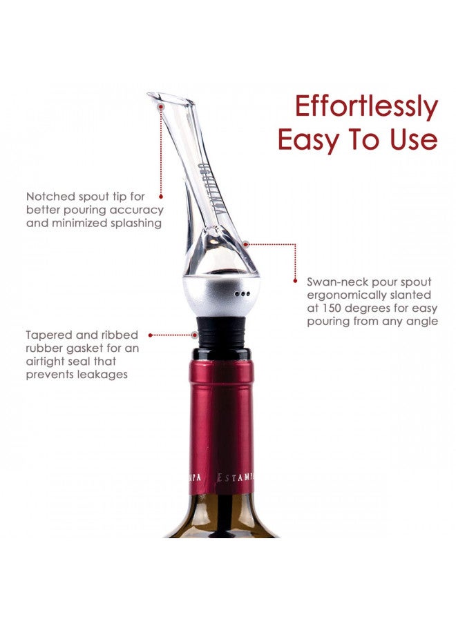 Vintorio Wine Aerator Pourer - Premium Aerating Pourer and Decanter Spout (Silver) - Image 3