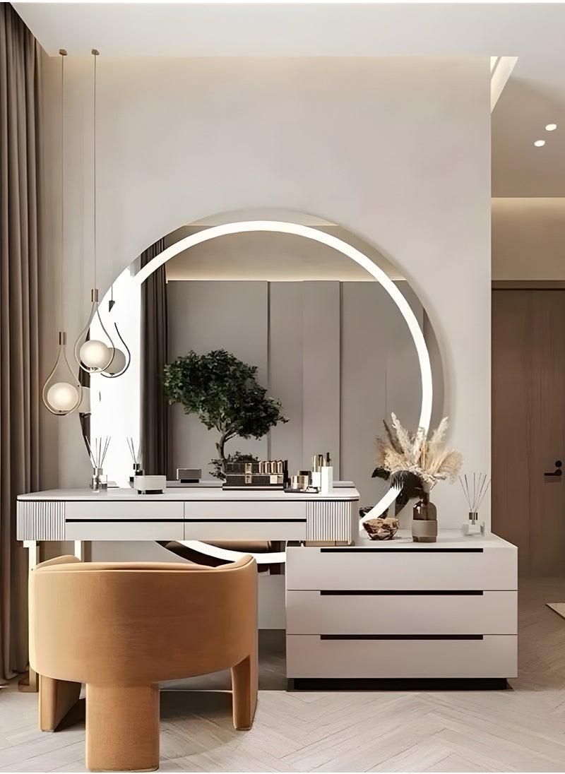 Taimi 80cm Round Makeup Mirror with LED frontlight, Makeup Mirror Suitable for Dressing Room, Dressing Room, 3 LED Light Colors  - Image 2
