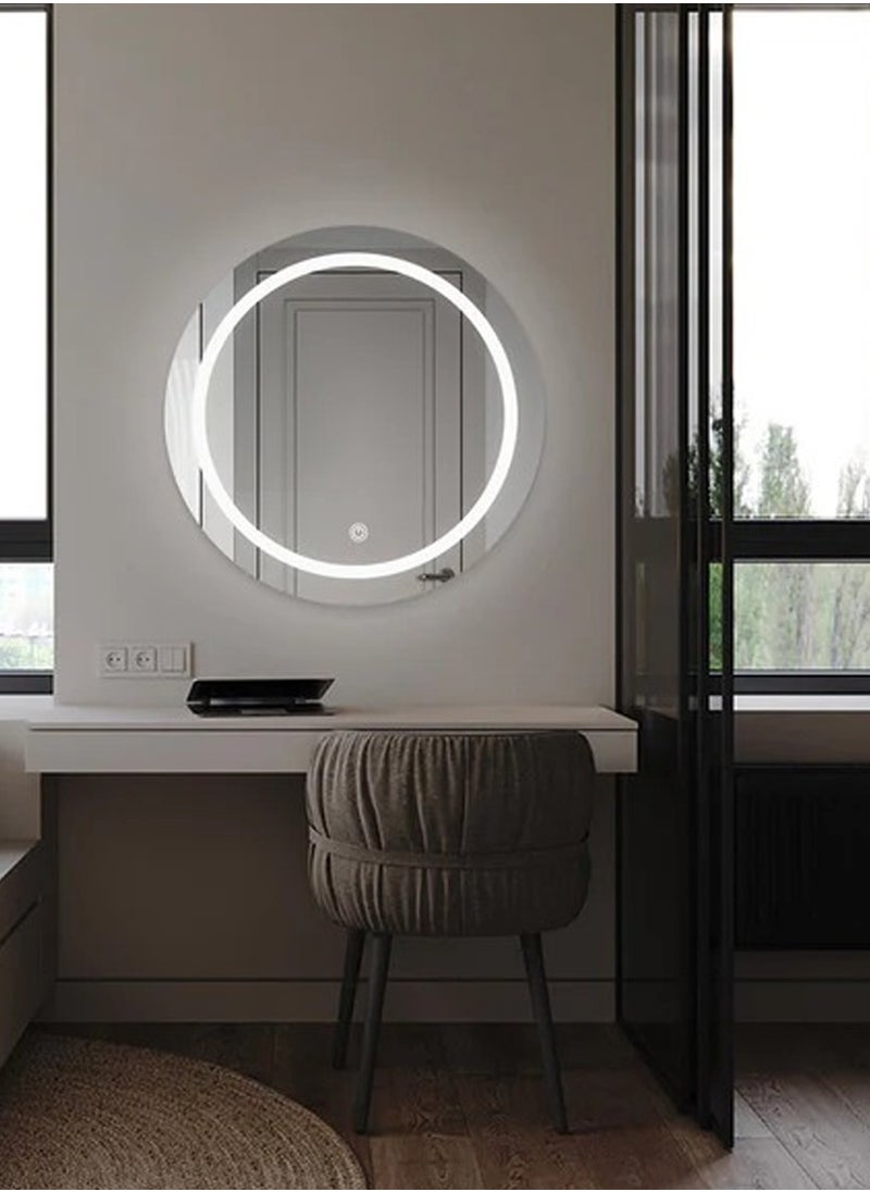 Taimi 80cm Round Makeup Mirror with LED frontlight, Makeup Mirror Suitable for Dressing Room, Dressing Room, 3 LED Light Colors  - Image 4