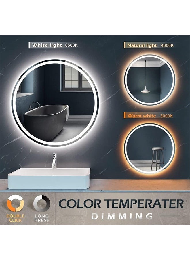 Taimi 80cm Round Makeup Mirror with LED frontlight, Makeup Mirror Suitable for Dressing Room, Dressing Room, 3 LED Light Colors  - Image 5
